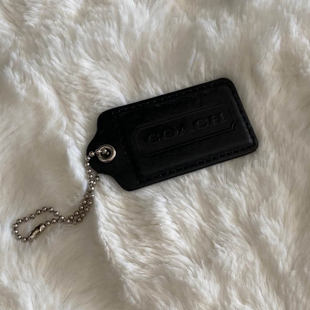 Coach Large Black Leather Tag